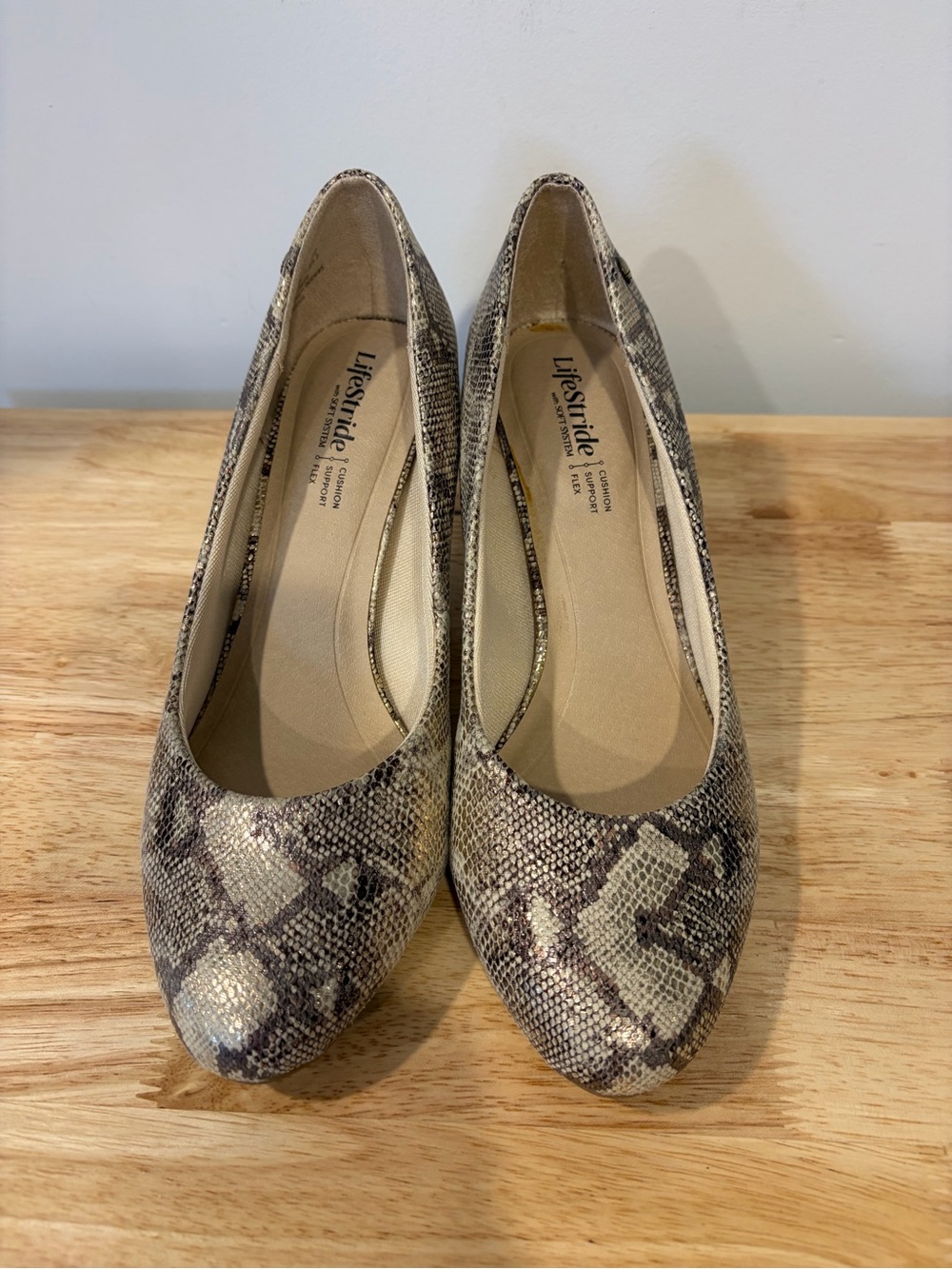 Life Stride Snake-Print Ballet Flats in Neutral Tones